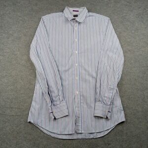 Paul Smith Shirt Mens Large Blue Stripe Tailored Fit Made In Italy Long Sleeve